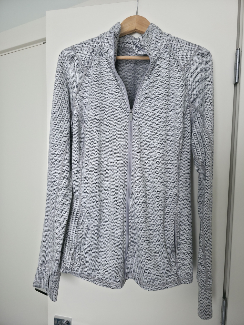 Old Navy Fitted Active Go-Dry Light Gray Herringbone Zip Jacket XL Tall